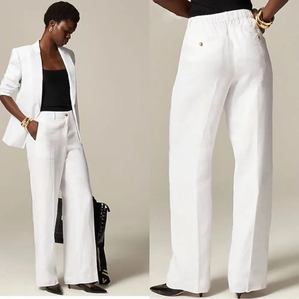 NWT J CREW Harbor pant in linen in white